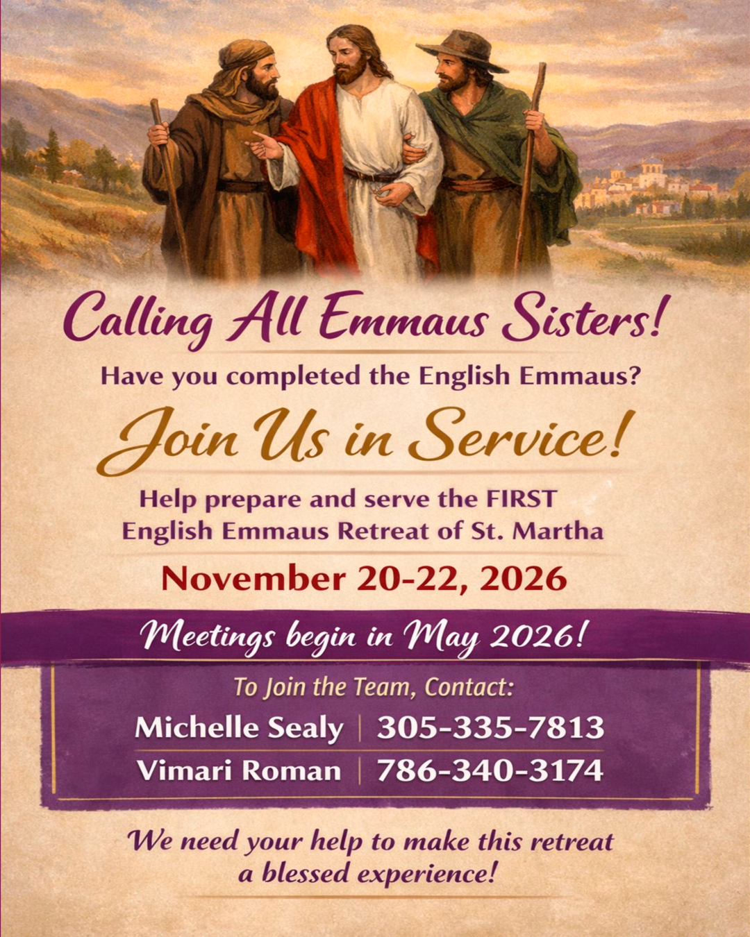 Calling All Emmaus Sisters!                                                                                                                                                                                                                                                                                 