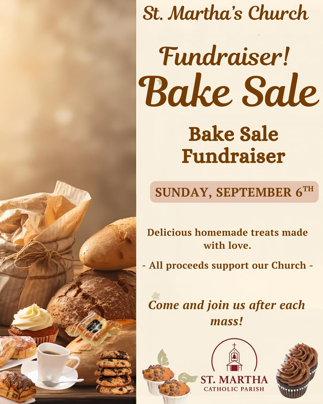St. Martha's Church Bake Sale Fundraiser!                                                                                                                                                                                                                                                                   
