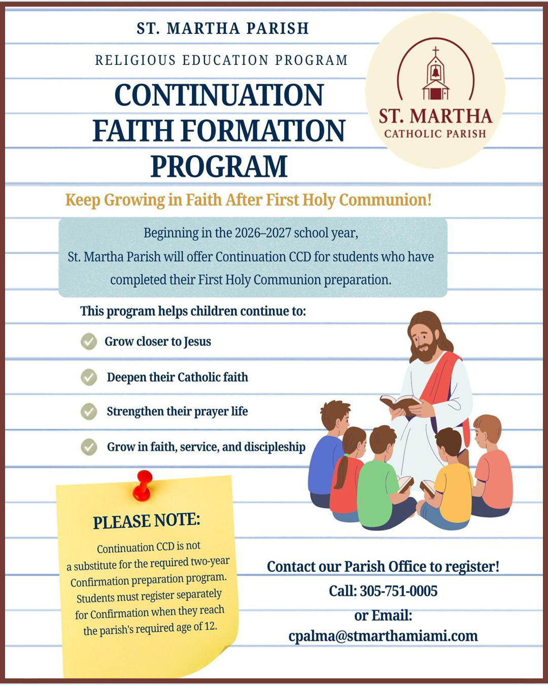 Continuation Faith Formation Program                                                                                                                                                                                                                                                                        